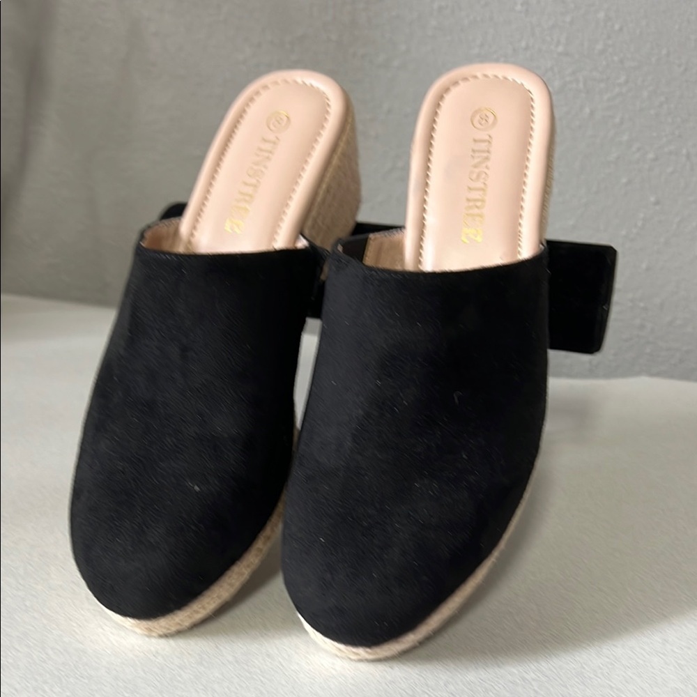 Tinstree Black Suede Mules with Rounded Toe - Picture 2 of 6